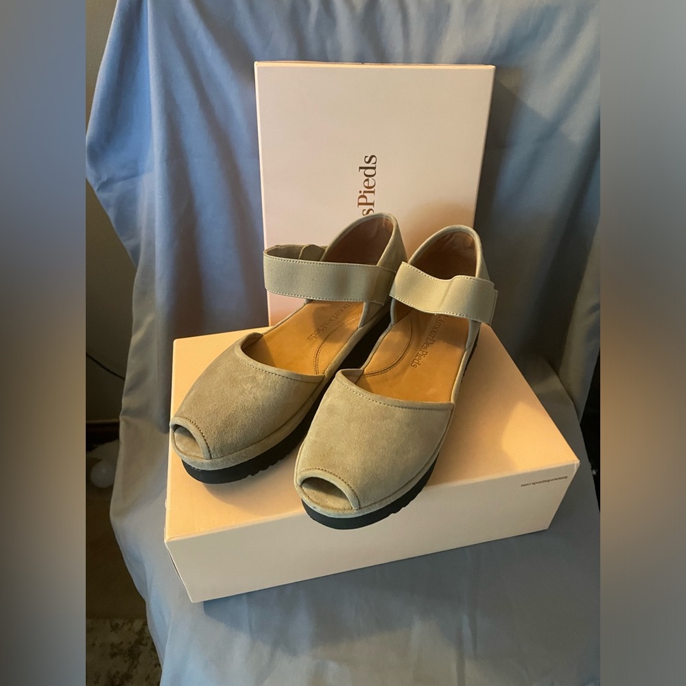 Adamour Taupe Suede Platforms, 9.5